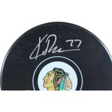 Kirby Dach Autographed Chicago Blackhawks Puck 1st SCP Goal Fanatics 53850