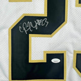 Autographed/Signed Pierre Thomas New Orleans White Football Jersey JSA COA