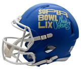 Landon Dickerson Signed Full Size Blue SB LIX Logo Replica Helmet Eagles JSA 878