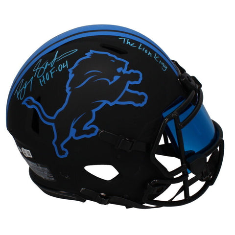 Barry Sanders Autographed "Lion King" "HOF 04" Eclipse Speed Helmet Beckett