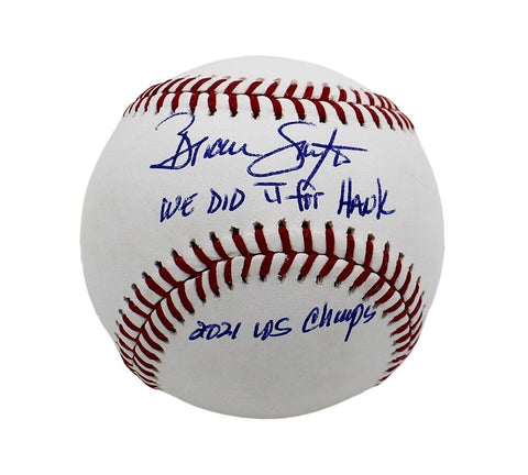 Brian Snitker Signed Braves Rawlings OML White MLB Baseball with 2 Inscriptions