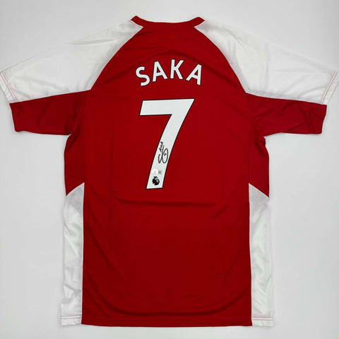Autographed/Signed Bukayo Saka Arsenal Red Soccer Jersey Beckett BAS COA #2