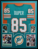 FRAMED MIAMI DOLPHINS MARK DUPER AUTOGRAPHED SIGNED JERSEY JSA COA