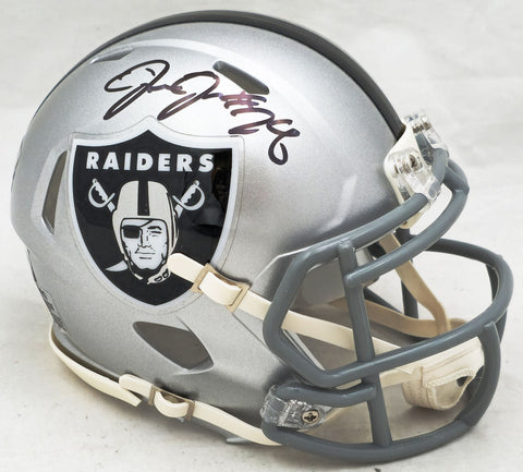 Josh Jacobs Autographed Raiders Silver Mini Helmet Beckett WR38830