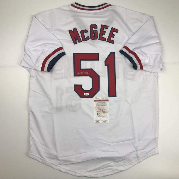 Autographed/Signed WILLIE MCGEE St. Louis White Jersey JSA COA Auto