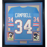 FRAMED Signed EARL CAMPBELL 35x39 Houston Blue Jersey JSA COA Auto