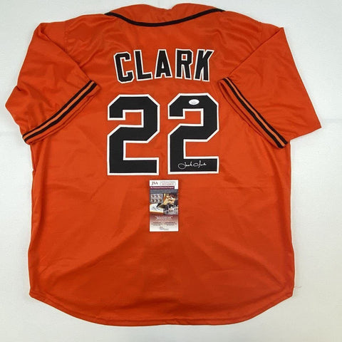 Autographed/Signed JACK CLARK San Francisco Orange Baseball Jersey JSA COA Auto