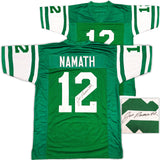 NEW YORK JETS JOE NAMATH AUTOGRAPHED GREEN JERSEY BECKETT BAS WITNESS 237707