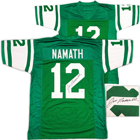 NEW YORK JETS JOE NAMATH AUTOGRAPHED GREEN JERSEY BECKETT BAS WITNESS 237707