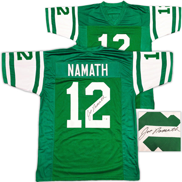 NEW YORK JETS JOE NAMATH AUTOGRAPHED GREEN JERSEY BECKETT BAS WITNESS 237707