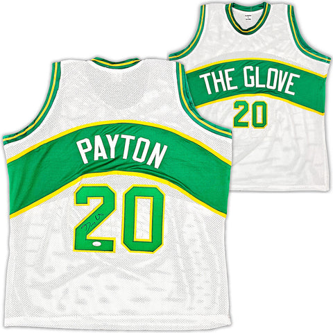 SEATTLE SUPERSONICS GARY PAYTON AUTOGRAPHED WHITE JERSEY JSA STOCK #215728