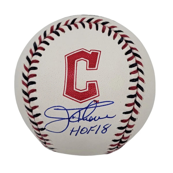 Jim Thome Signed Cleveland Indians Logo MLB Baseball W/HOF 18 Beckett Witnessed