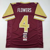 Autographed/Signed Zay Flowers Boston College Maroon Football Jersey BAS COA