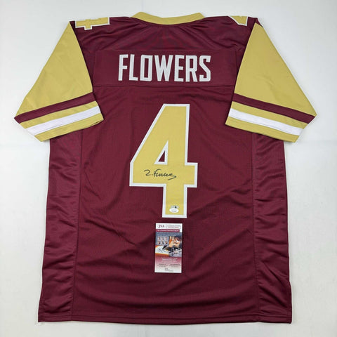 Autographed/Signed Zay Flowers Boston College Maroon Football Jersey BAS COA