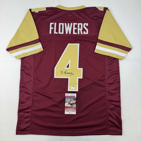 Autographed/Signed Zay Flowers Boston College Maroon Football Jersey BAS COA