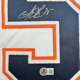 Autographed/Signed Dwayne Roloson Edmonton White Jersey Beckett BAS COA