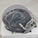 BARRY SANDERS SIGNED DETROIT LIONS SLATE SPEED MINI HELMET BECKETT QR