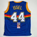 Autographed/Signed Dan Issel Denver Blue Retro Rainbow Jersey JSA COA