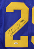 Eric Dickerson Autographed/Signed Pro Style Blue TB Jersey Beckett 21896