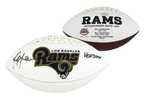 Marshall Faulk Signed Los Angeles Rams NFL Embroidered Football with "HOF 20XI"