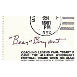Paul "Bear" Bryant HOF Signed/Autographed FDC Envelope Alabama 1981 PSA 213997