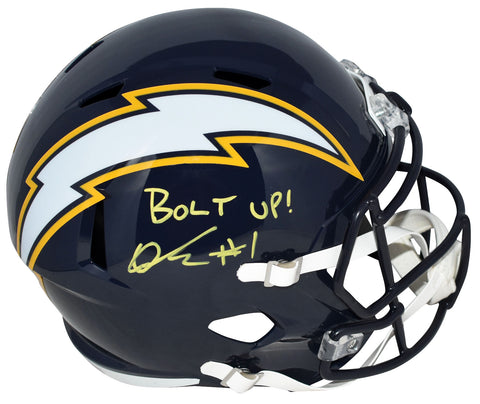 QUENTIN JOHNSTON SIGNED LOS ANGELES CHARGERS 2025 ALT FULL SIZE HELMET + BOLT UP