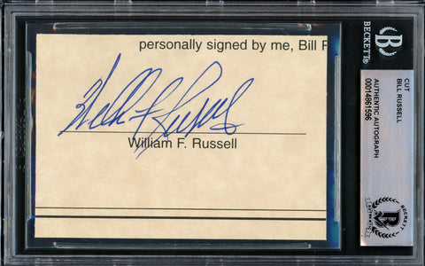 Bill Russell Autographed 2.5x3.5 Cut Signature Celtics Beckett 14861596