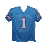 Warren Moon Autographed/Signed Pro Style Blue XL Jersey HOF BAS 31158