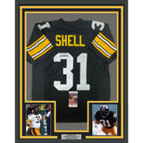 Framed Signed Donnie Shell 35x39 Pittsburgh Black Jersey JSA COA