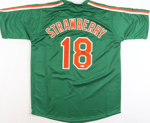 Darryl Strawberry Signed New York Mets St. Patrick's Day Spring Jersey (JSA COA)