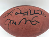 Johnny Unitas & Joe Montana Autographed NFL Leather Game Football Beckett A75811