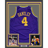 Framed Autographed/Signed Adrian Dantley 35x39 HOF Utah Purple Jersey BAS COA