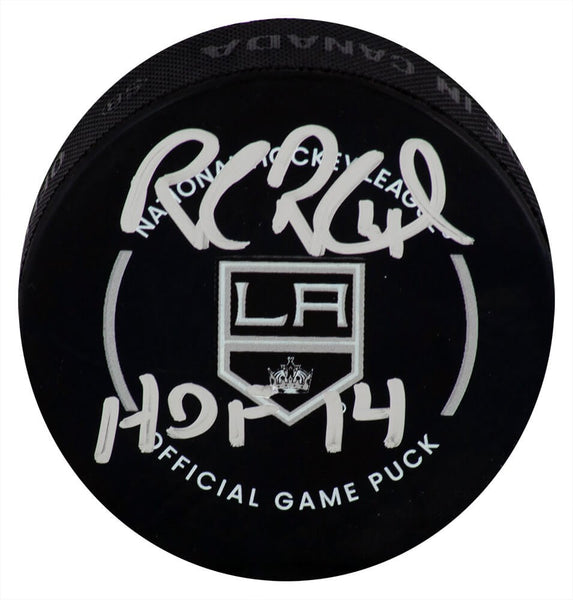 Rob Blake Signed Kings Logo Official Hockey Puck w/HOF'14 - (SCHWARTZ COA)
