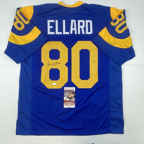 Autographed/Signed HENRY ELLARD Los Angeles LA Blue Football Jersey JSA COA Auto