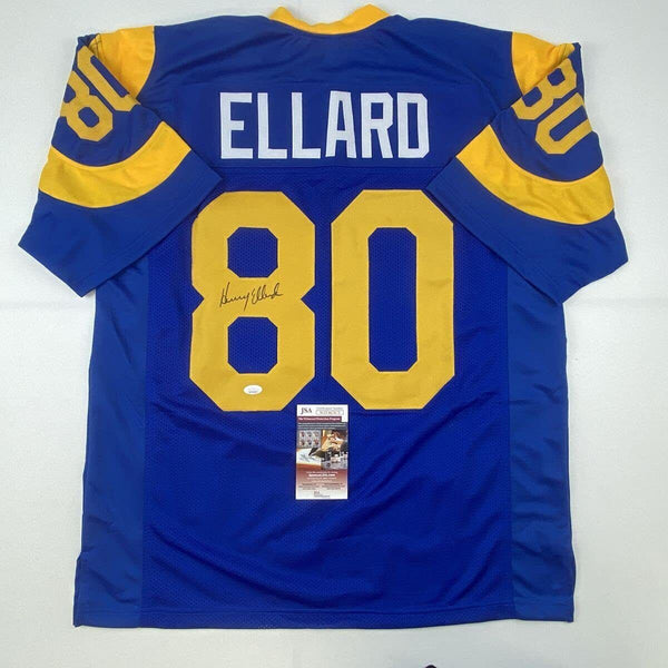 Autographed/Signed HENRY ELLARD Los Angeles LA Blue Football Jersey JSA COA Auto