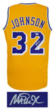 Magic Johnson Signed Gold T/B Custom Basketball Jersey - (Beckett COA)