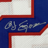 Autographed/Signed OJ O.J. SIMPSON Buffalo White Stat Football Jersey JSA COA