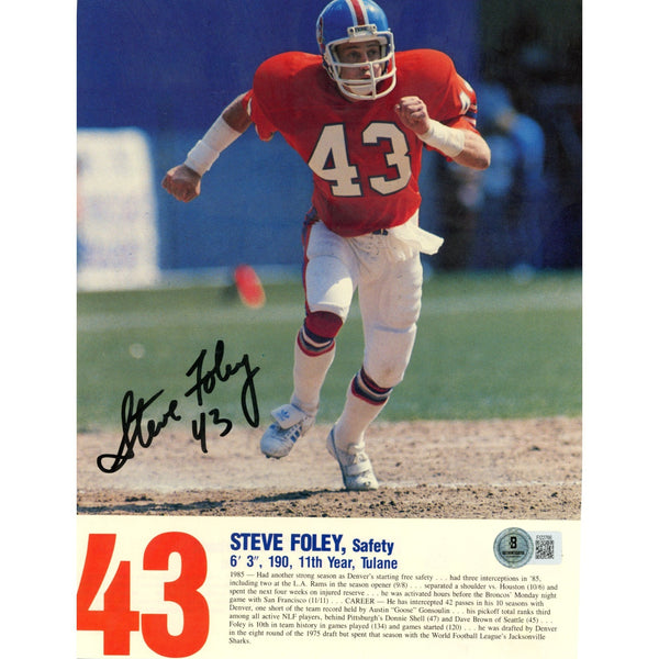 Steve Foley Autographed/Signed Denver Broncos Magazine Page Beckett 59263
