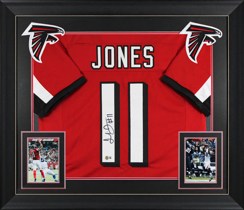 Julio Jones Authentic Signed Red Pro Style Framed Jersey BAS Witnessed