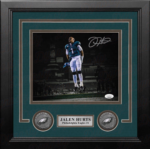 Jalen Hurts Celebrate Philadelphia Eagles Autograph Signed 8x10 Framed Photo JSA