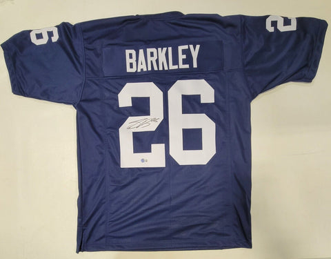 SAQUON BARKLEY SIGNED AUTOGRAPHED CUSTOM XL COLLEGE STYLE JERSEY BECKETT QR