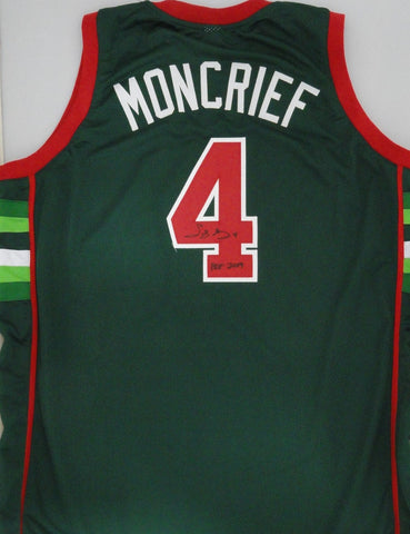 Bucks SIDNEY MONCRIEF Signed Custom Replica Green Jersey #1 AUTO w/ HOF