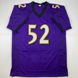 Autographed/Signed Ray Lewis Baltimore Purple Stat Football Jersey Beckett COA