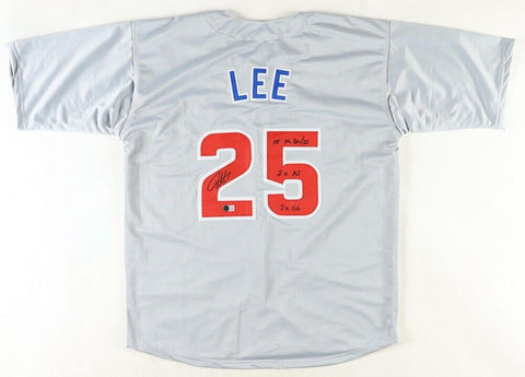 Derrek Lee Signed Chicago Cubs Gray Road Jersey Multiple Inscriptions (Beckett)
