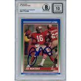 Joe Montana Autographed/Signed 1990 Score #1 Slab Trading Card Beckett 49926