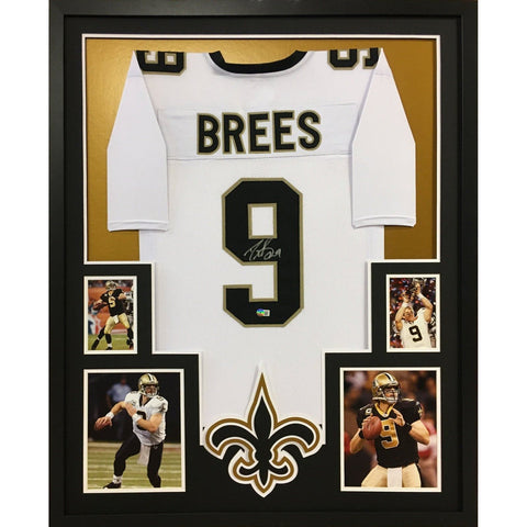 Drew Brees Autographed Signed Framed New Orleans Saints White Jersey BECKETT