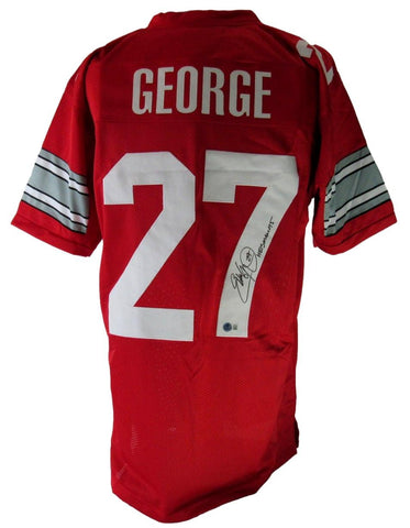Eddie George Signed/Autographed Ohio State Red Custom Jersey Beckett 204293