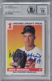 Mike Mussina Signed Baltimore Orioles 1991 Score Trading Card BAS Slab 10 29575