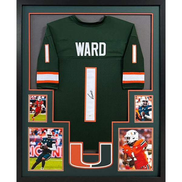 Cam Ward Autographed Signed Framed Miami Hurricanes Jersey JSA