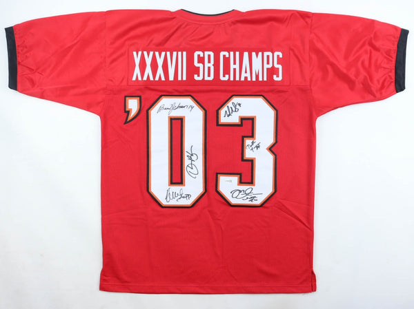 2003 "XXXVII SB Champs" Team-Signed Jersey by 6 Tampa Bay Buccaneers (JSA COA)